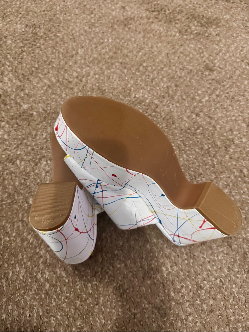 Charlotte Stone White Paint-Splatter Mule Sandals - Picture 3 of 4
